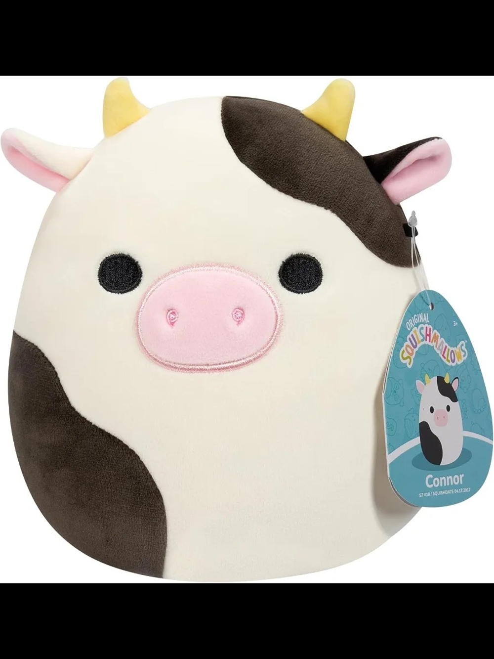 Squishmallows Connor Cow Plush - Cream, Brown, Pink & Yellow